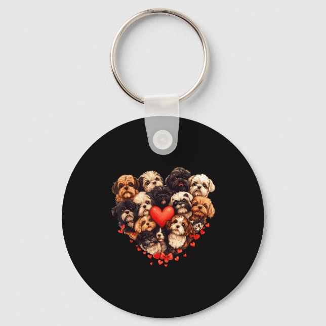 Shih Tzu Heart-shaped Cute Shih Tzu Valentines Day Keychain (Front)