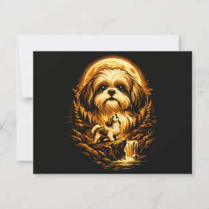 Shih Tzu Howling to The Moon Funny Dog Invitation