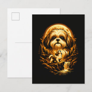 Shih Tzu Howling to The Moon Funny Dog Invitation Postcard