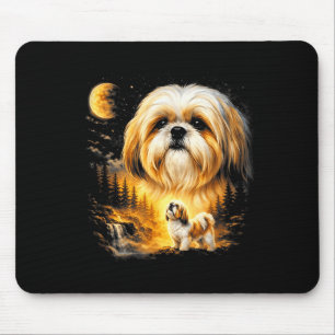Shih tzu howling to the moon vintage 90s funny dog mouse pad