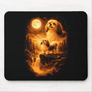 Shih Tzu Howling to The Moon Vintage 90s Funny Dog Mouse Pad