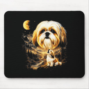 Shih Tzu Howling to The Moon Vintage 90s Funny Dog Mouse Pad