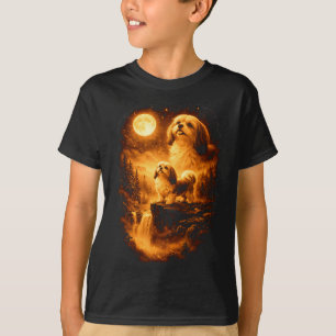 Shih Tzu Howling to The Moon Vintage 90s Funny Dog T-Shirt
