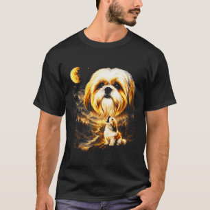 Shih tzu howling to the moon vintage 90s funny dog T-Shirt