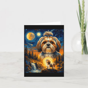 Shih Tzu Howling to The Moon Vintage Dog Lover Card