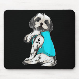 Shih Tzu I Love Dad Tattoo Apparel, Dog Dad Gifts Mouse Pad