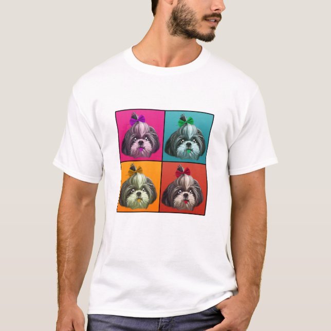 Shih Tzu Illustration Pop Art Style For Dog Lovers T-Shirt (Front)