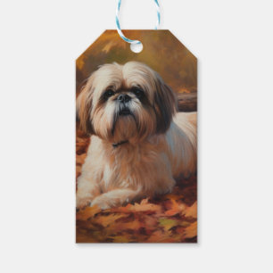 Shih Tzu in Autumn Leaves Fall Inspire Gift Tags