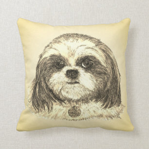 Shih Tzu in Sepia Throw Pillow