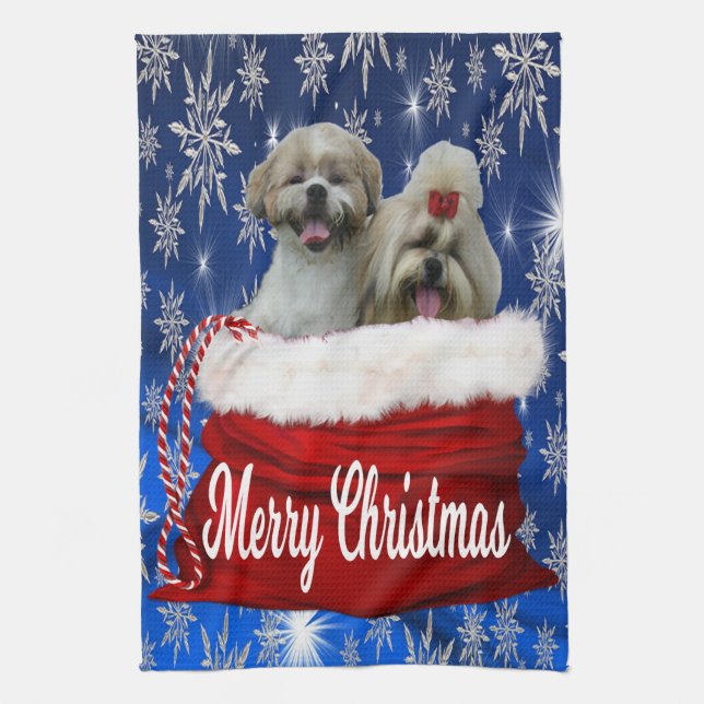 Shih tzu Kitchen Towel Christmas (Vertical)