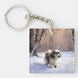 Shih Tzu Laisse Neige Noël