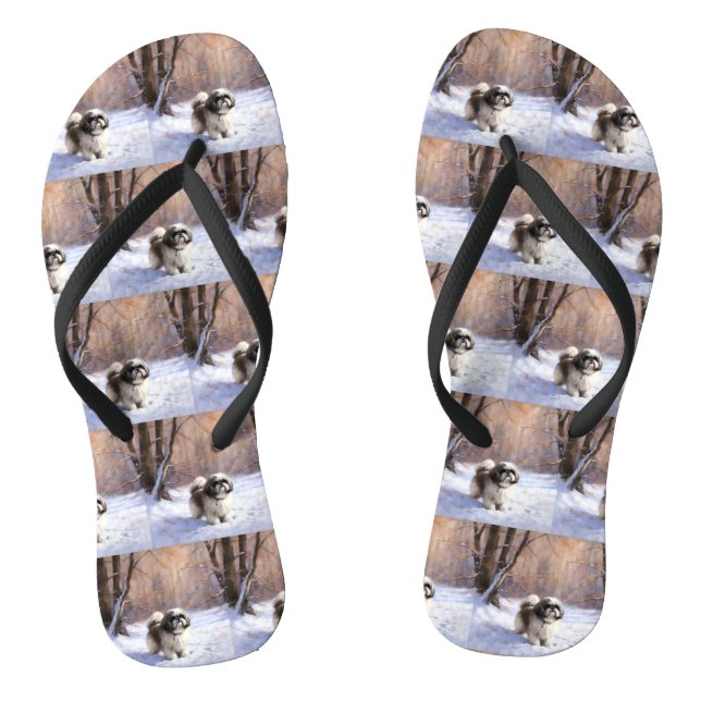 Shih Tzu Let It Snow Christmas  Flip Flops (Footbed)