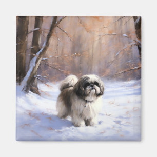 Shih Tzu Let It Snow Christmas  Magnet