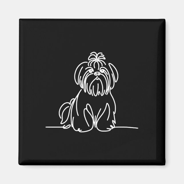Shih tzu line art dog owner performance  magnet (Front)