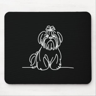 Shih tzu line art dog owner performance  mouse pad