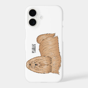 Shih tzu long hair dog cartoon illustration