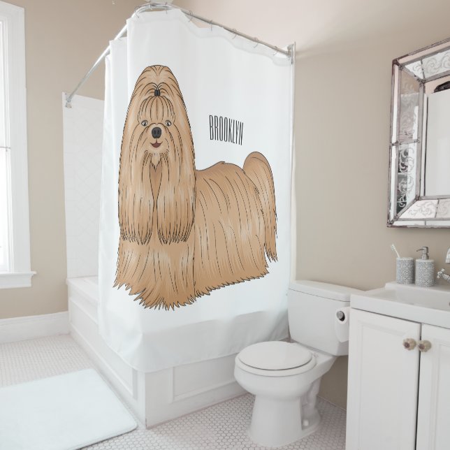 Shih tzu long hair dog cartoon illustration (In Situ)