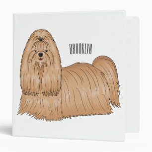 Shih tzu long hair dog cartoon illustration binder