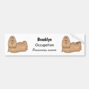 Shih tzu long hair dog cartoon illustration bumper sticker
