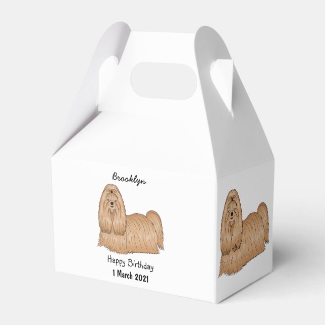 Shih tzu long hair dog cartoon illustration favor box (Front Side)