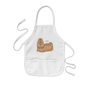 Shih tzu long hair dog cartoon illustration  kids apron