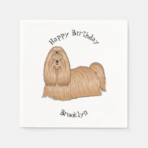 Shih tzu long hair dog cartoon illustration napkin