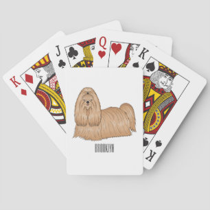 Shih tzu long hair dog cartoon illustration playing cards