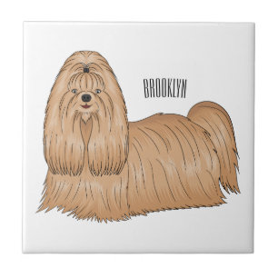 Shih tzu long hair dog cartoon illustration tile