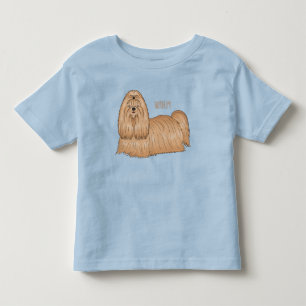 Shih tzu long hair dog cartoon illustration toddler t-shirt