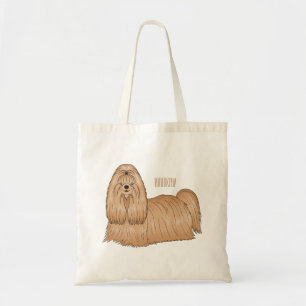 Shih tzu long hair dog cartoon illustration  tote bag