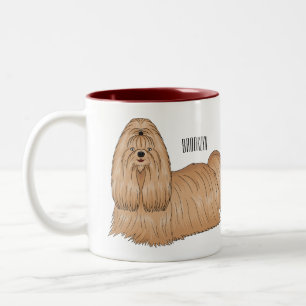 Shih tzu long hair dog cartoon illustration  Two-Tone coffee mug