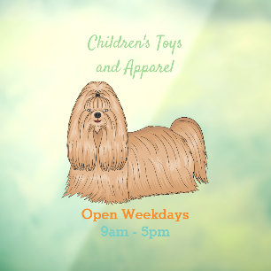 Shih tzu long hair dog cartoon illustration window cling