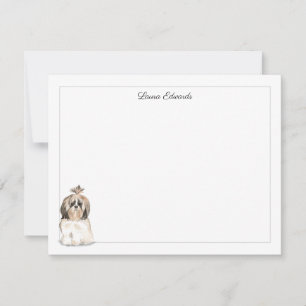 Shih Tzu Long Hair Gray Border Personalized Card