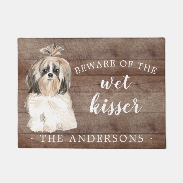 Shih tzu Longer hair Dog Personalized Door Mat (Front)