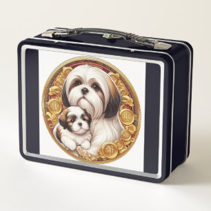Shih Tzu Mom and Puppy Metal Lunch Box