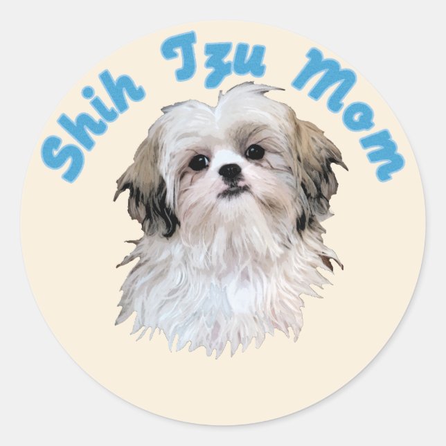 Shih Tzu Mom Classic Round Sticker (Front)