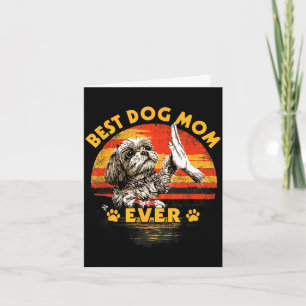 Shih tzu mom retro sunset funny dog mother's day card