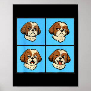 Shih Tzu Mood Attitude Halloween Faces  Poster