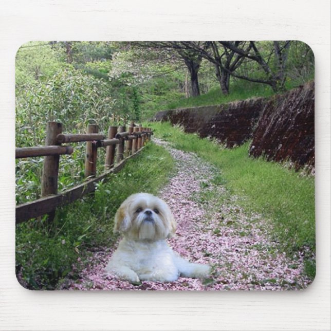Shih Tzu Mousepad Purple Flowers (Front)