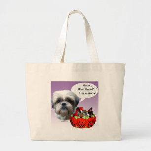 Shih Tzu (natural) Halloween Candy Large Tote Bag