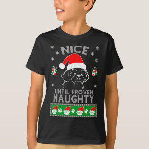 Shih Tzu Nice Until Proven Naughty Ugly Christmas  T-Shirt