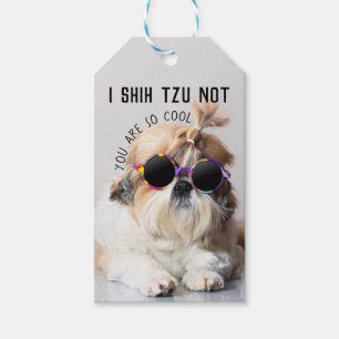 Shih Tzu Not fun cute dog lovers Custom Photo text Gift Tags