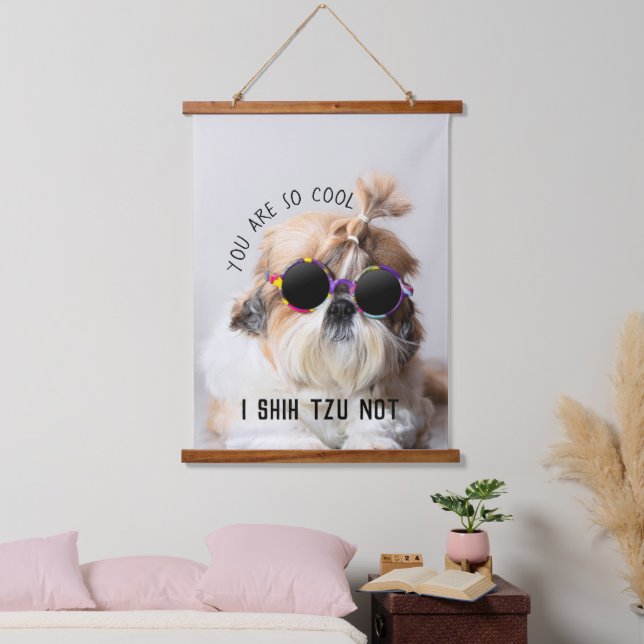 Shih Tzu Not fun cute dog lovers Custom Photo text Hanging Tapestry (Bedroom)