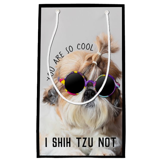 Shih Tzu Not fun cute dog lovers Custom Photo text Small Gift Bag (Front)