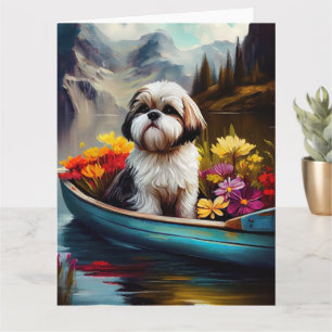 Shih Tzu on a Paddle: A Scenic Adventure Card