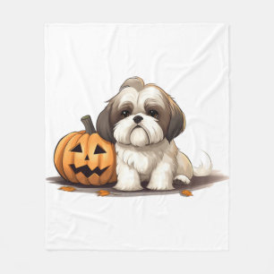 Shih Tzu on the theme of halloween Day Fleece Blanket