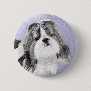 Shih Tzu Painting - Cute Original Dog Art 2 Inch Round Button