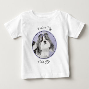 Shih Tzu Painting - Cute Original Dog Art Baby T-Shirt