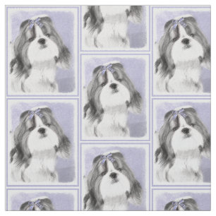 Shih Tzu Painting - Cute Original Dog Art Fabric