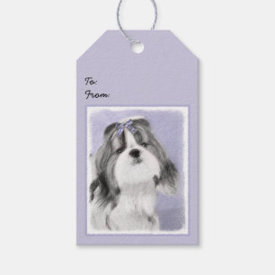 Shih Tzu Painting - Cute Original Dog Art Gift Tags